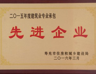 2015年度建筑业专 业承包先 进企业